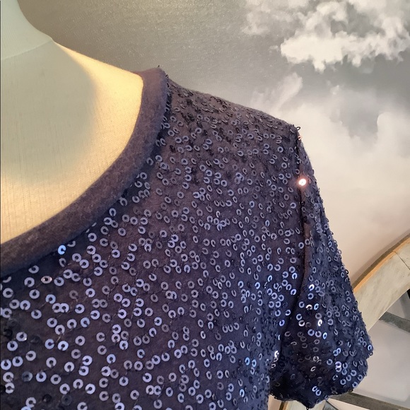 Calvin Klein Navy Sequin Tee in M - Picture 3 of 9
